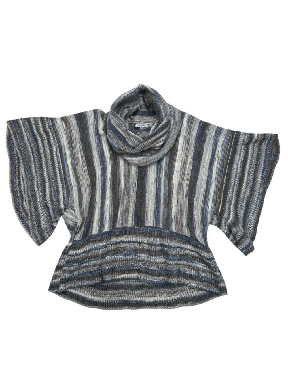John Mark Cowl Neck Poncho Sweater Designer Office S/M Contrast Stripes